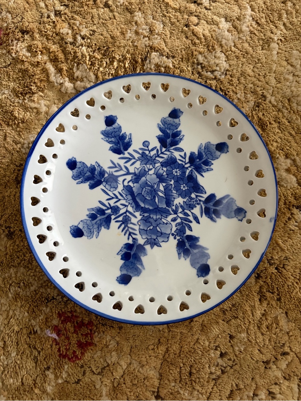 Blue Floral Decorative Porcelain Plate cottagecore colorblock home decor